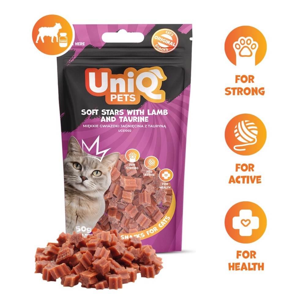 Uniq 50gr Λιχουδιά για Γάτες Μαλακά Αστέρια με Αρνί και Ταυρίνη