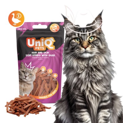 Uniq 50gr Λιχουδιά για Γάτες για Μαλλιά και Δέρμα Μαλακές Λωρίδες με Πάπια