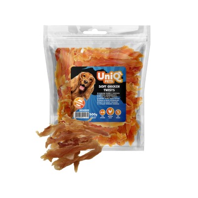Uniq 500gr Λιχουδιά για Σκύλους Μαλακά Στριφτά Κομμάτια με Κοτόπουλο