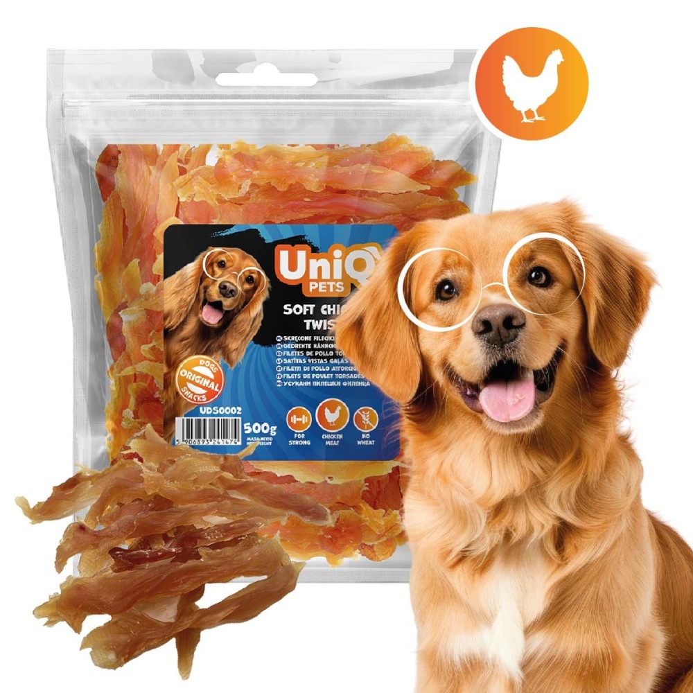 Uniq 500gr Λιχουδιά για Σκύλους Μαλακά Στριφτά Κομμάτια με Κοτόπουλο