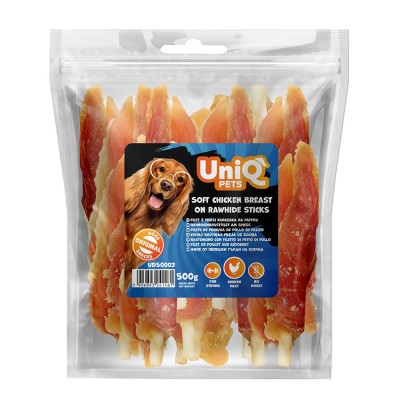 Uniq 500gr Λιχουδιά για Σκύλους Στικς από Δέρμα με Μαλακό Στήθος Κοτόπουλου