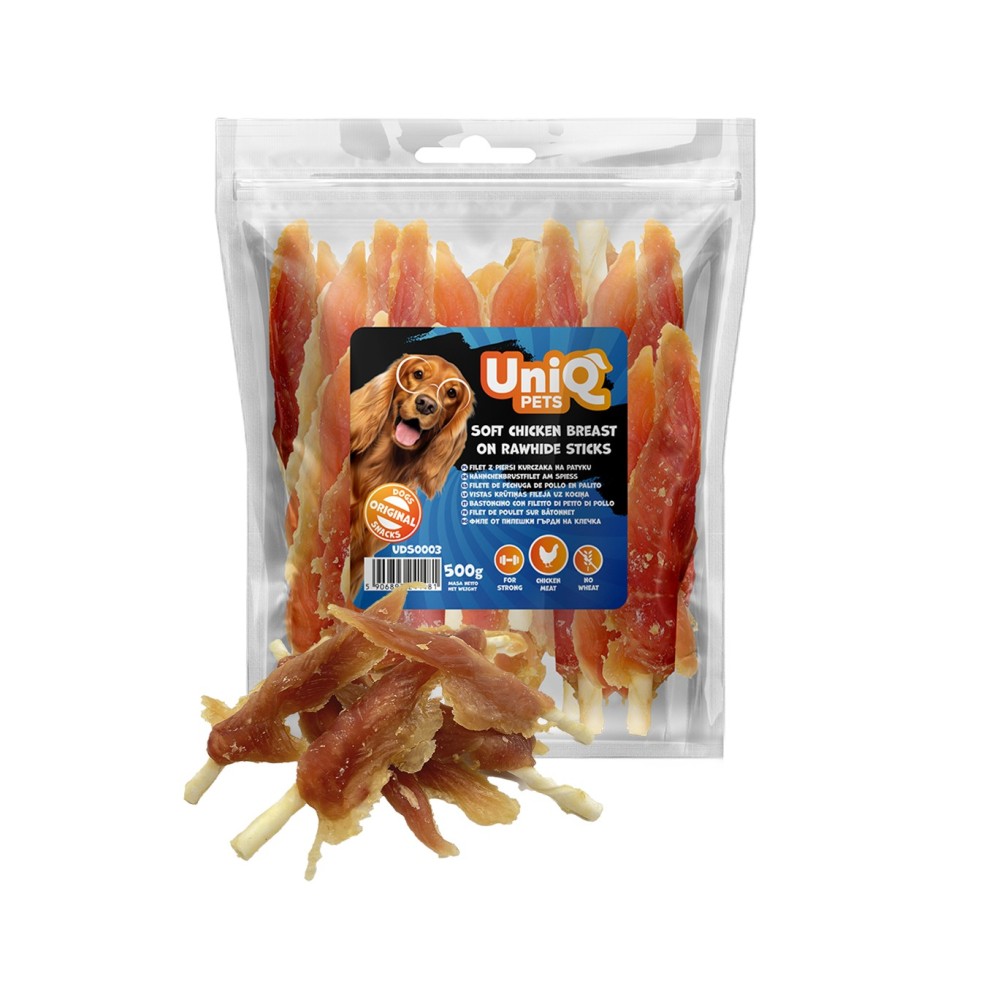 Uniq 500gr Λιχουδιά για Σκύλους Στικς από Δέρμα με Μαλακό Στήθος Κοτόπουλου