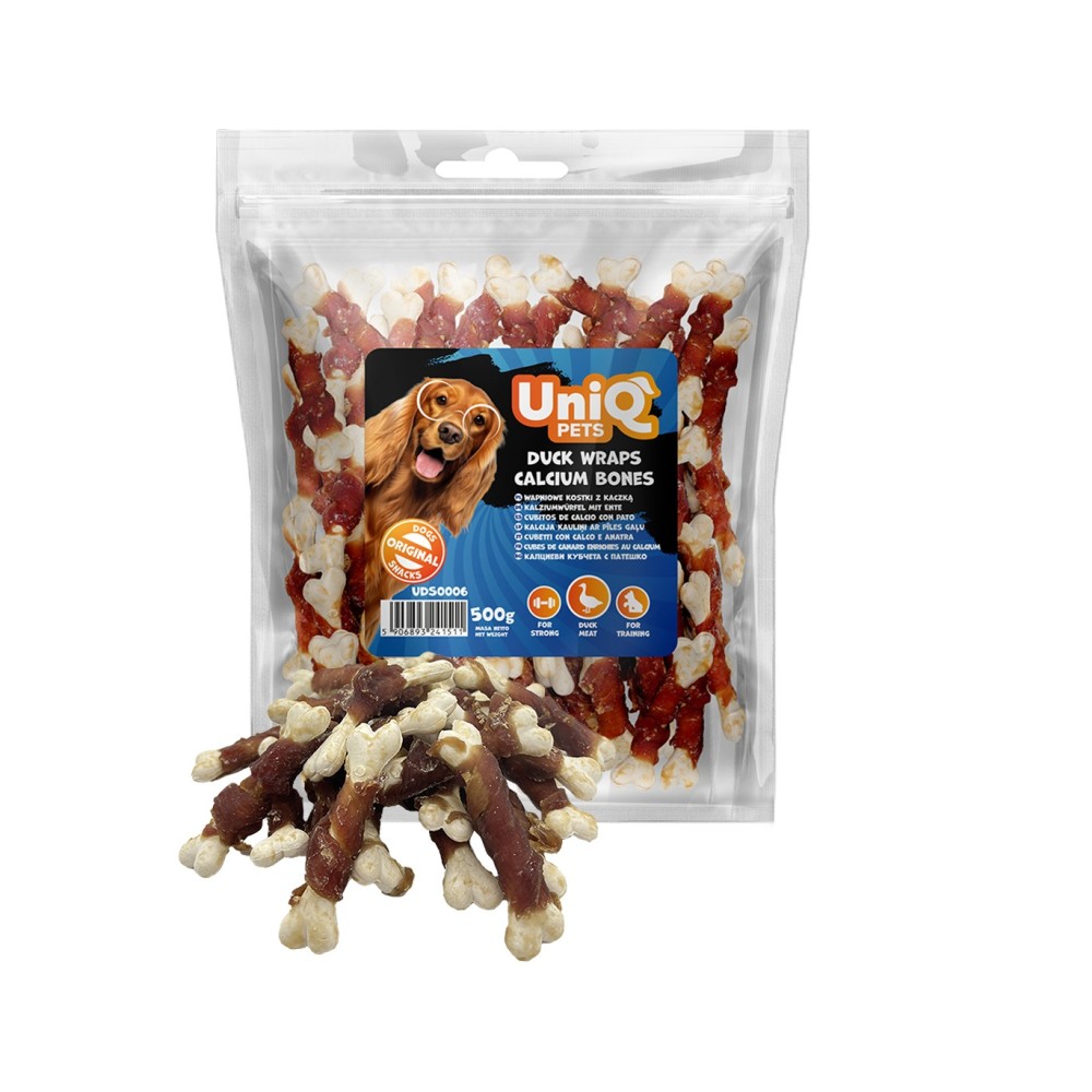 Uniq 500gr Λιχουδιά για Σκύλους Κόκκαλα Ασβεστούχα Τυλιγμένα με Πάπια