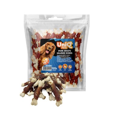 Uniq 500gr Λιχουδιά για Σκύλους Κόκκαλα Ασβεστούχα Τυλιγμένα με Πάπια