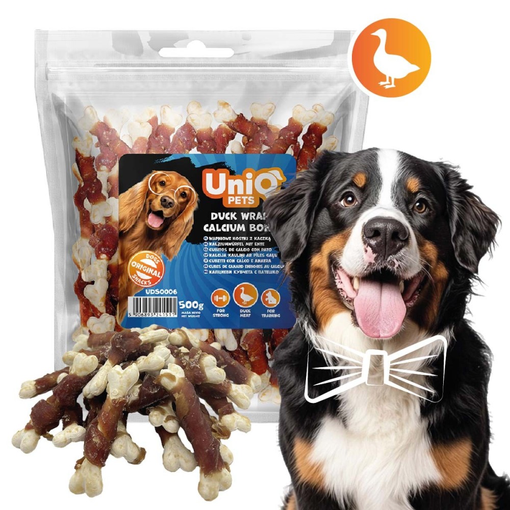 Uniq 500gr Λιχουδιά για Σκύλους Κόκκαλα Ασβεστούχα Τυλιγμένα με Πάπια