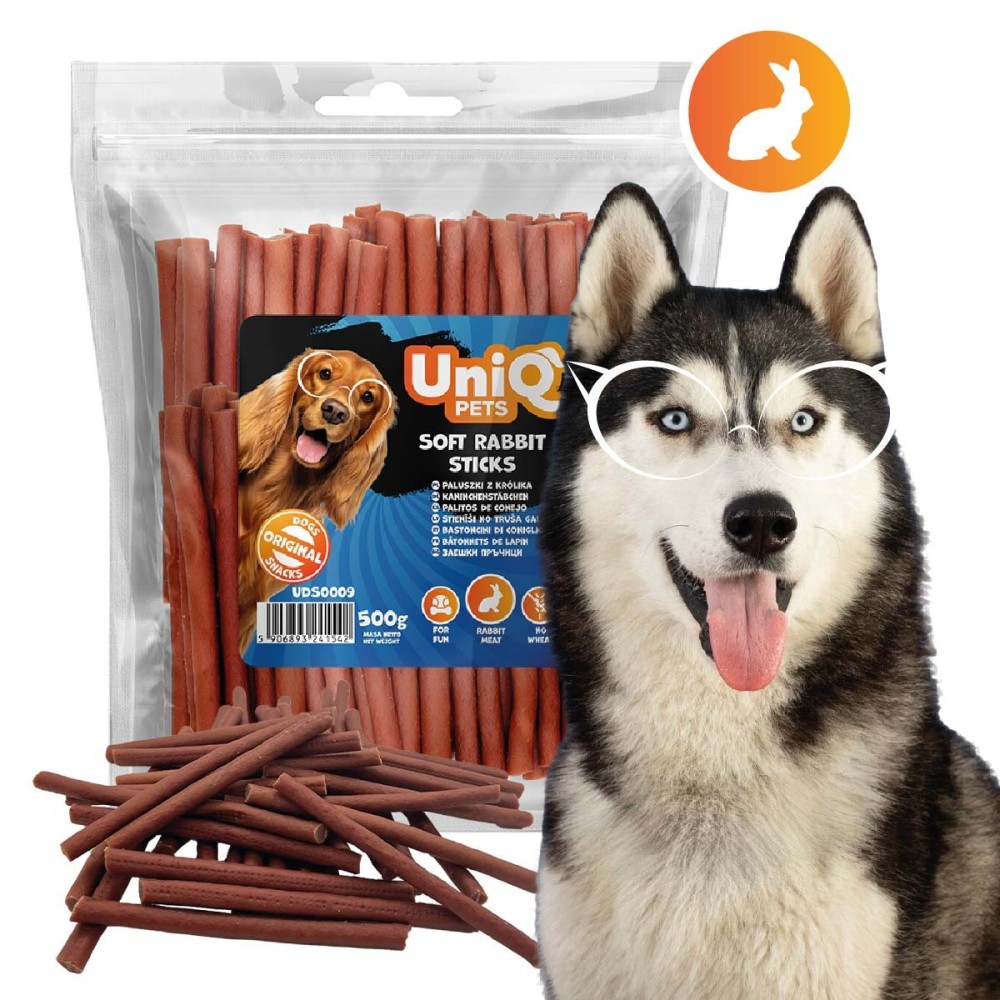 Uniq 500gr Λιχουδιά για Σκύλους Μαλακά Στικς με Κουνέλι