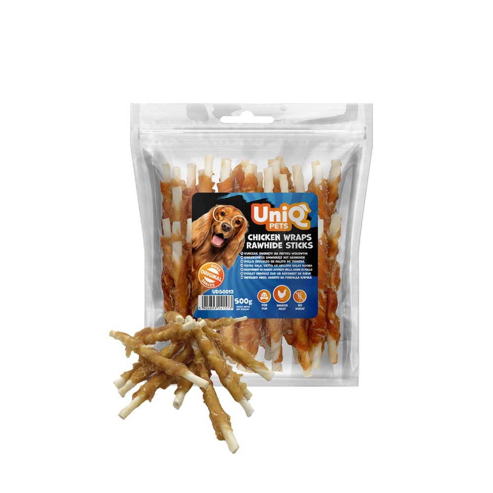 Uniq 500gr Λιχουδιά για Σκύλους Στικς από Δέρμα Τυλιγμένα με Κοτόπουλο
