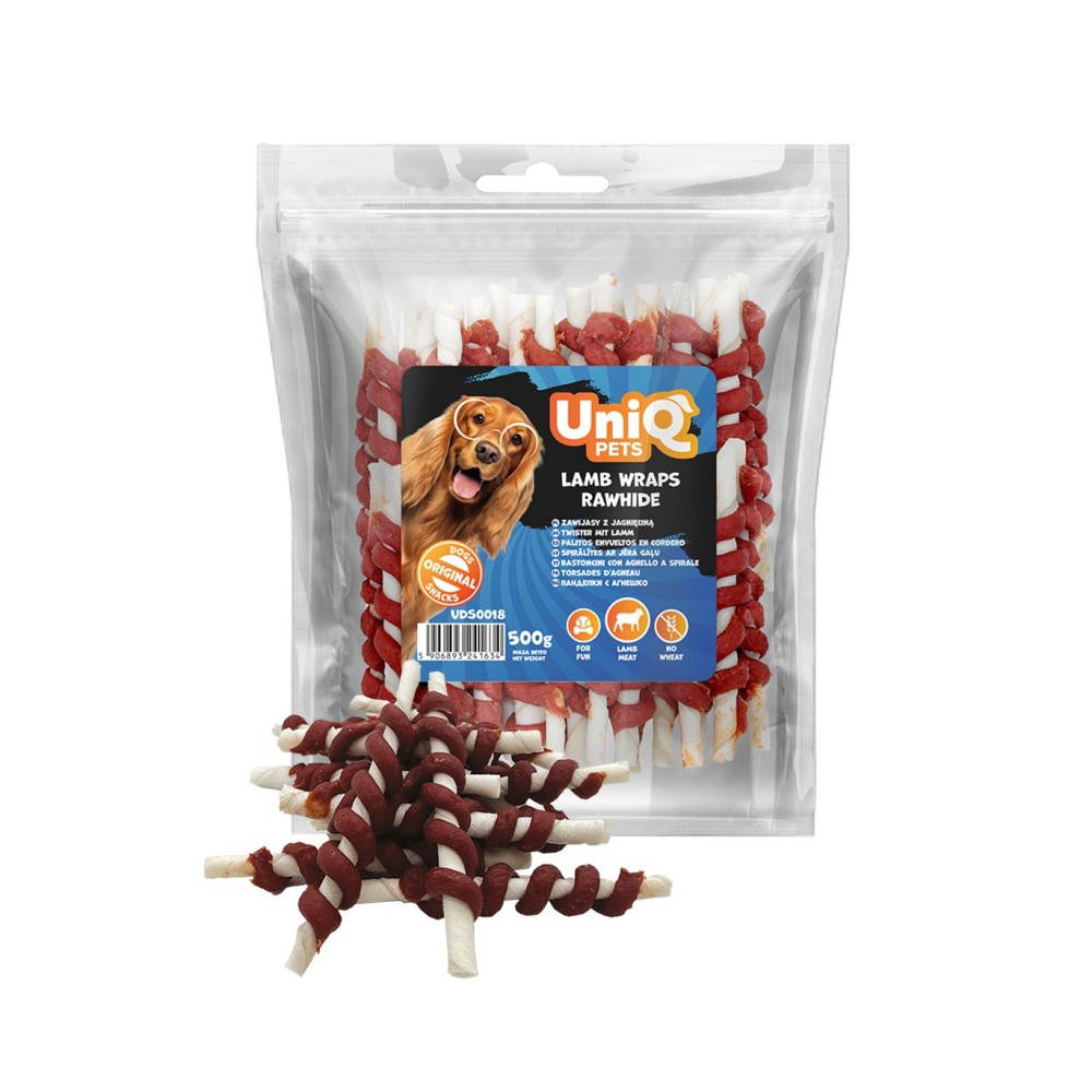 Uniq 500gr Λιχουδιά για Σκύλους Στικς από Δέρμα Τυλιγμένα με Αρνί