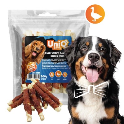Uniq 500gr Λιχουδιά για Σκύλους Στικς από Δέρμα Τυλιγμένα με Πάπια 17εκ
