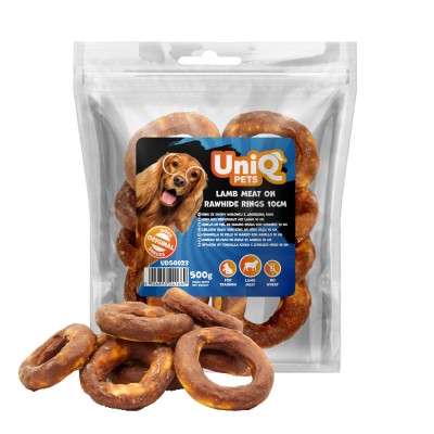 Uniq 500gr Λιχουδιά για Σκύλους Δαχτυλίδια από Δέρμα Τυλιγμένα με Αρνί 10εκ