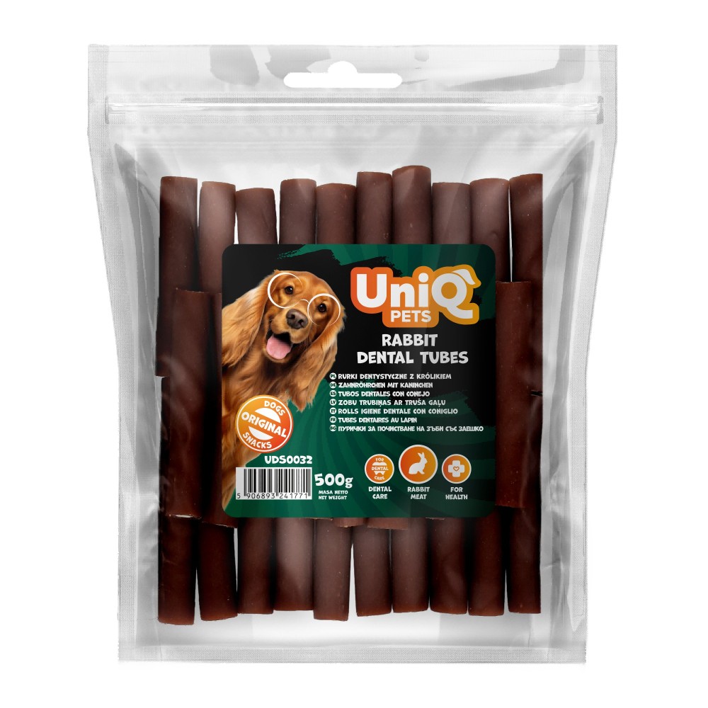 Uniq 500gr Λιχουδιά για Σκύλους Οδοντιατρικοί Σωλήνες με Κουνέλι