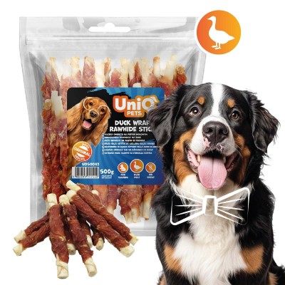 Uniq 500gr Λιχουδιά για Σκύλους Στικς με Δέρμα Τυλιγμένο με Πάπια