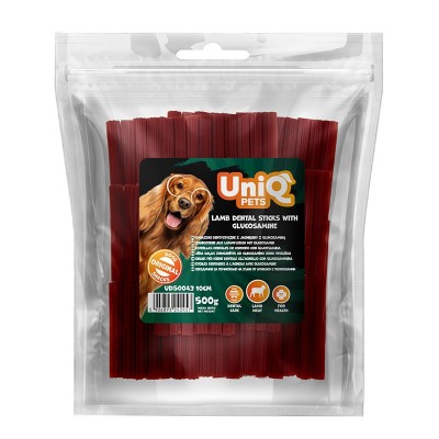 Uniq 500gr Λιχουδιά για Σκύλους Οδοντιατρικά Στικ Αρνιού με Γλυκοζαμίνη 10 εκ.