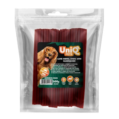 Uniq 500gr Λιχουδιά για Σκύλους Οδοντιατρικά Στικ Αρνιού με Γλυκοζαμίνη 20 εκ.