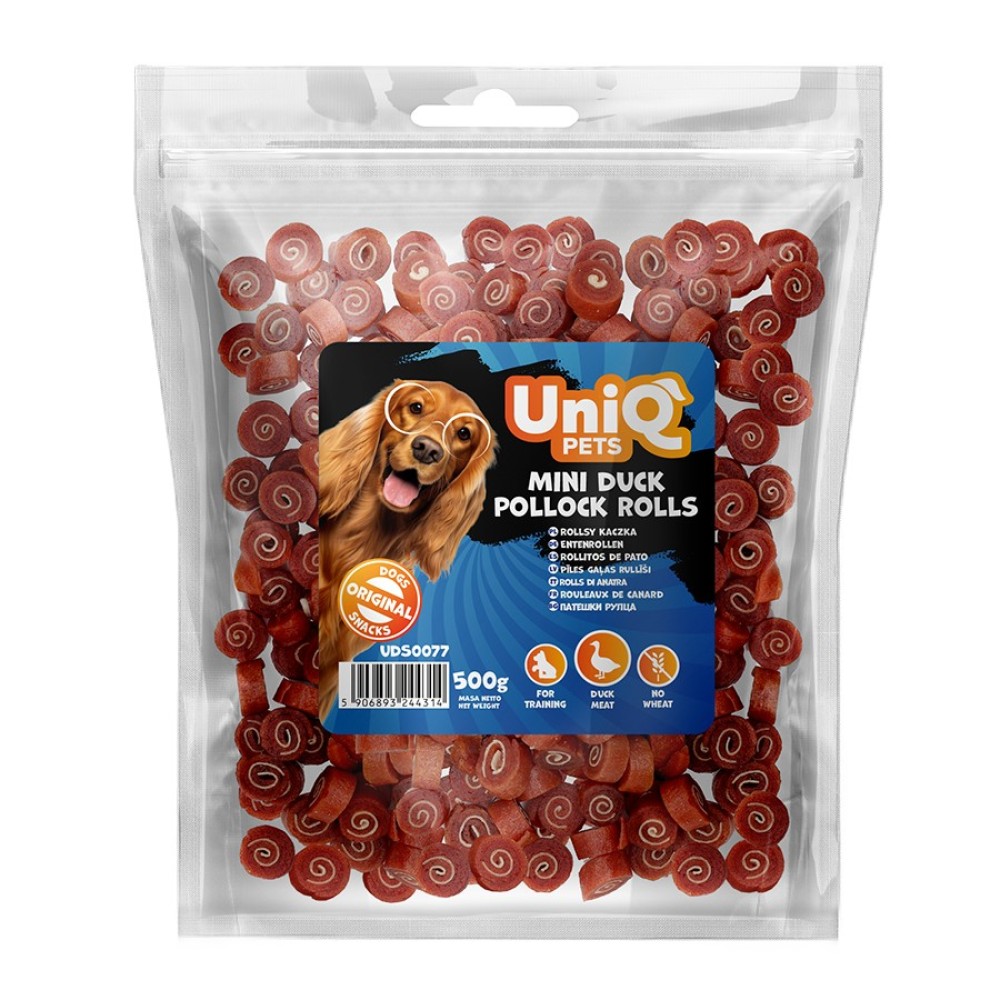 Uniq 500gr Λιχουδιά για Σκύλους Ρολάκια με Πάπια και Πόλοκ