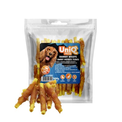 Uniq 500gr Λιχουδιά για Σκύλους Σωλήνες Γλυκοπατάτας Τυλιγμένοι με Κουνέλι