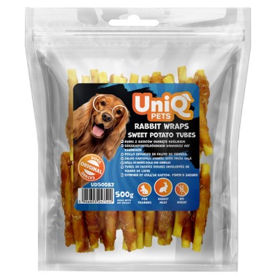 Uniq 500gr Λιχουδιά για Σκύλους Σωλήνες Γλυκοπατάτας Τυλιγμένοι με Κουνέλι