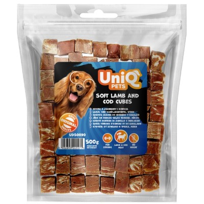 Uniq 500gr Λιχουδιά για Σκύλους Μαλακά Κυβάκια Αρνιού και Μπακαλιάρου