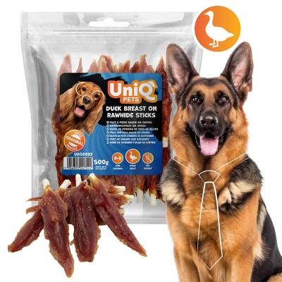 Uniq 500gr Λιχουδιά για Σκύλους Στικς από Δέρμα Τυλιγμένα με Στήθος Πάπιας