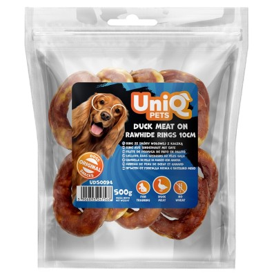 Uniq 500gr Λιχουδιά για Σκύλους Δαχτυλίδια από Δέρμα Τυλιγμένα με Πάπια