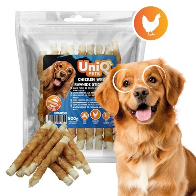 Uniq 500gr Λιχουδιά για Σκύλους Στικς από Δέρμα Κοτόπουλου Τυλιγμένα με Κοτόπουλο
