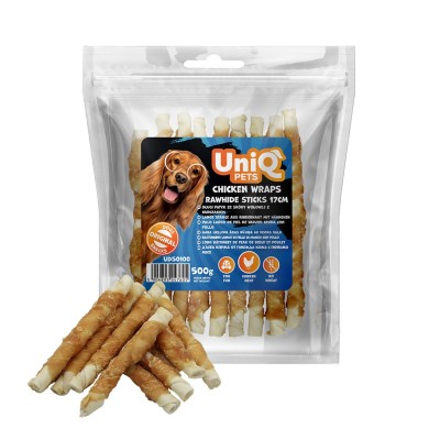 Uniq 500gr Λιχουδιά για Σκύλους Στικς από Δέρμα Κοτόπουλου Τυλιγμένα με Κοτόπουλο