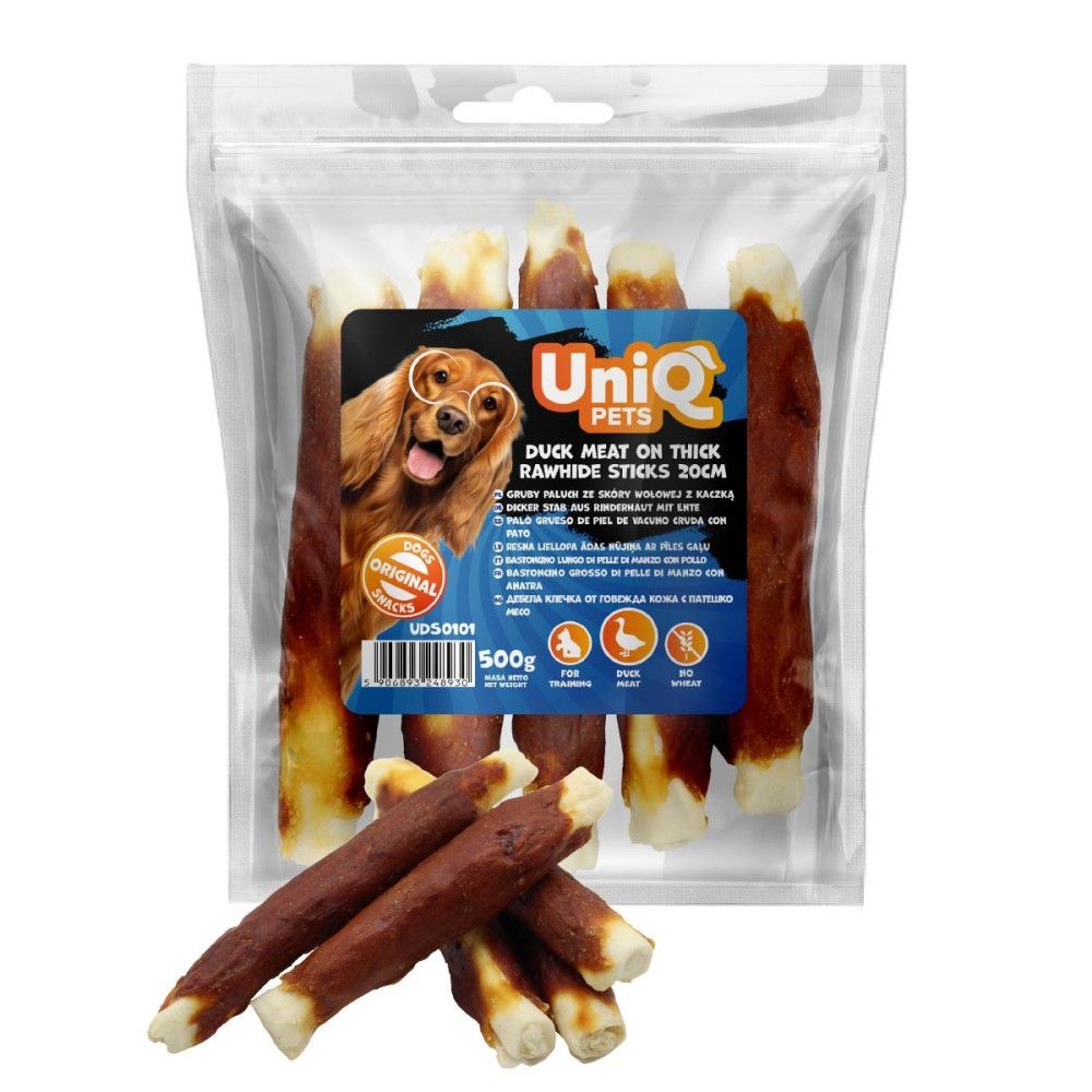 Uniq 500gr Λιχουδιά για Σκύλους Στικς από Χοντρό Δέρμα Τυλιγμένα με Πάπια
