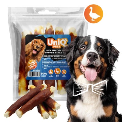 Uniq 500gr Λιχουδιά για Σκύλους Στικς από Χοντρό Δέρμα Τυλιγμένα με Πάπια