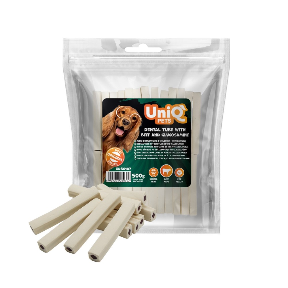 Uniq 500gr Λιχουδιά για Σκύλους Οδοντιατρικός σωλήνας με βοδινό κρέας και γλυκοζαμίνη