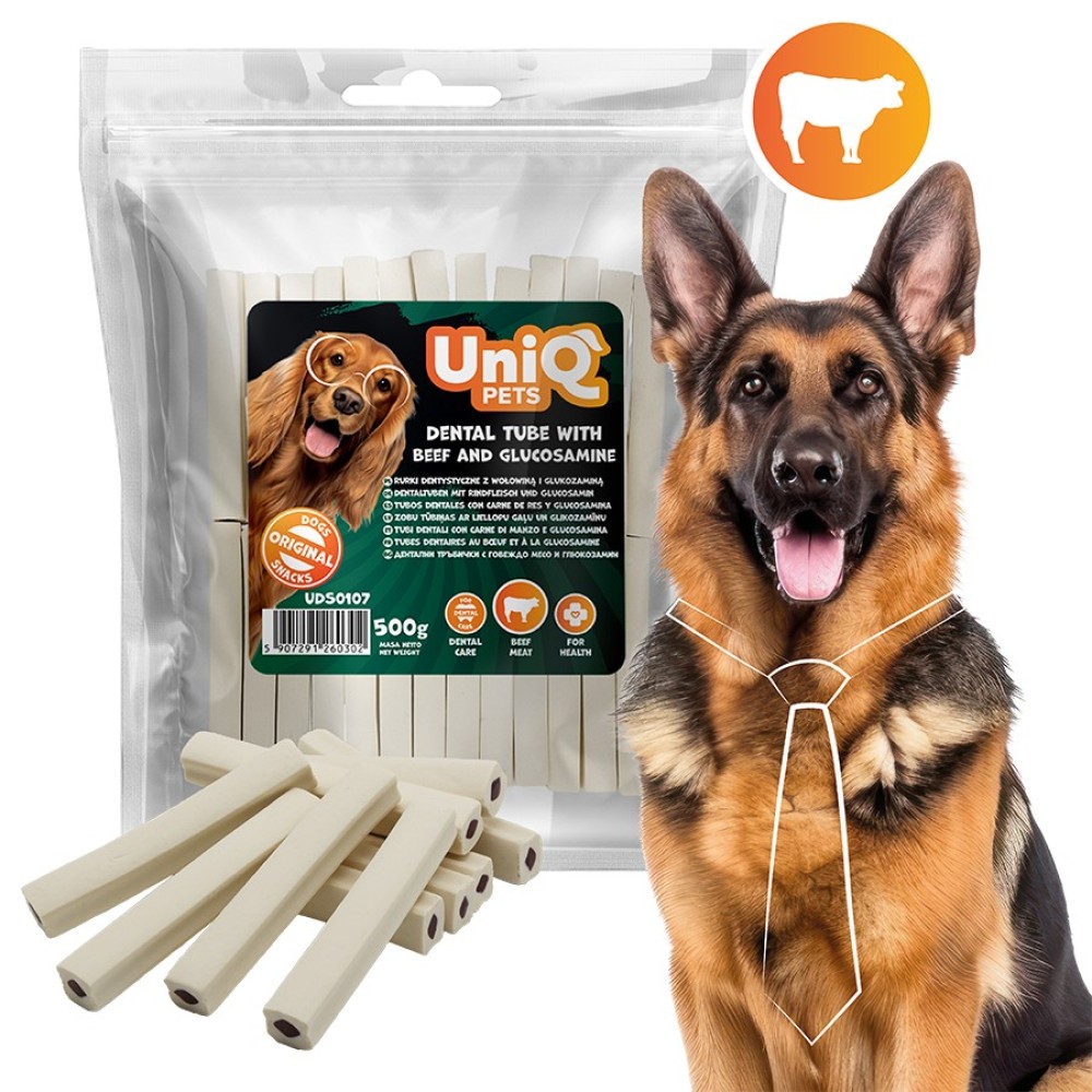 Uniq 500gr Λιχουδιά για Σκύλους Οδοντιατρικός σωλήνας με βοδινό κρέας και γλυκοζαμίνη