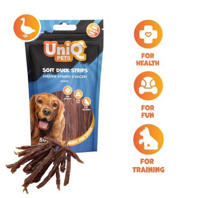 Uniq 80gr Λιχουδιά για Σκύλους Μαλακές Λωρίδες με Πάπια