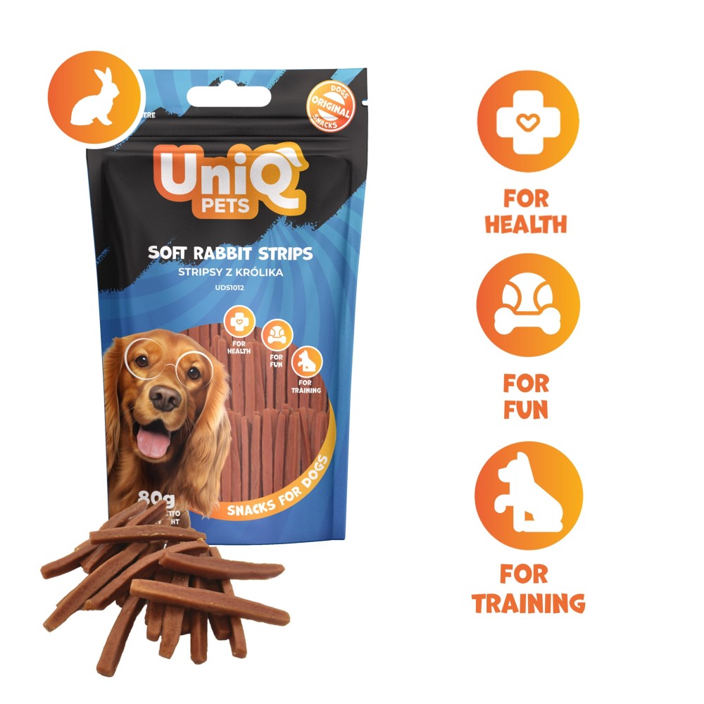 Uniq 80gr Λιχουδιά για Σκύλους Μαλακές Λωρίδες με Κουνέλι