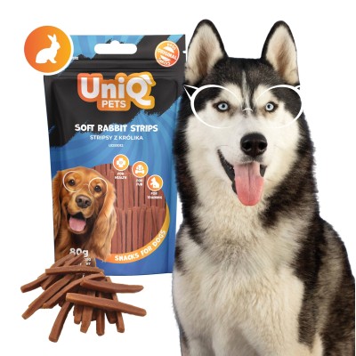 Uniq 80gr Λιχουδιά για Σκύλους Μαλακές Λωρίδες με Κουνέλι