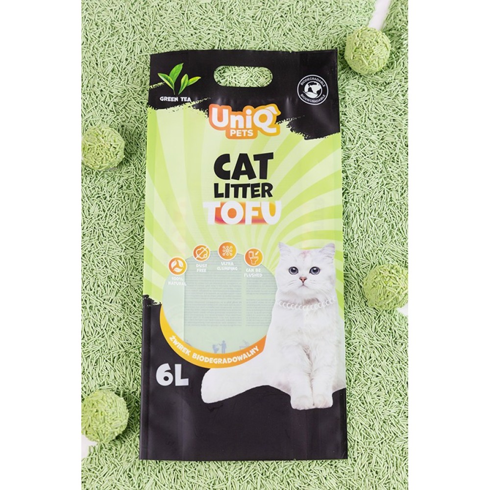 Uniq Βιοδιασπώμενο τόφου 6Lt Άμμος Γάτας GREEN TEA