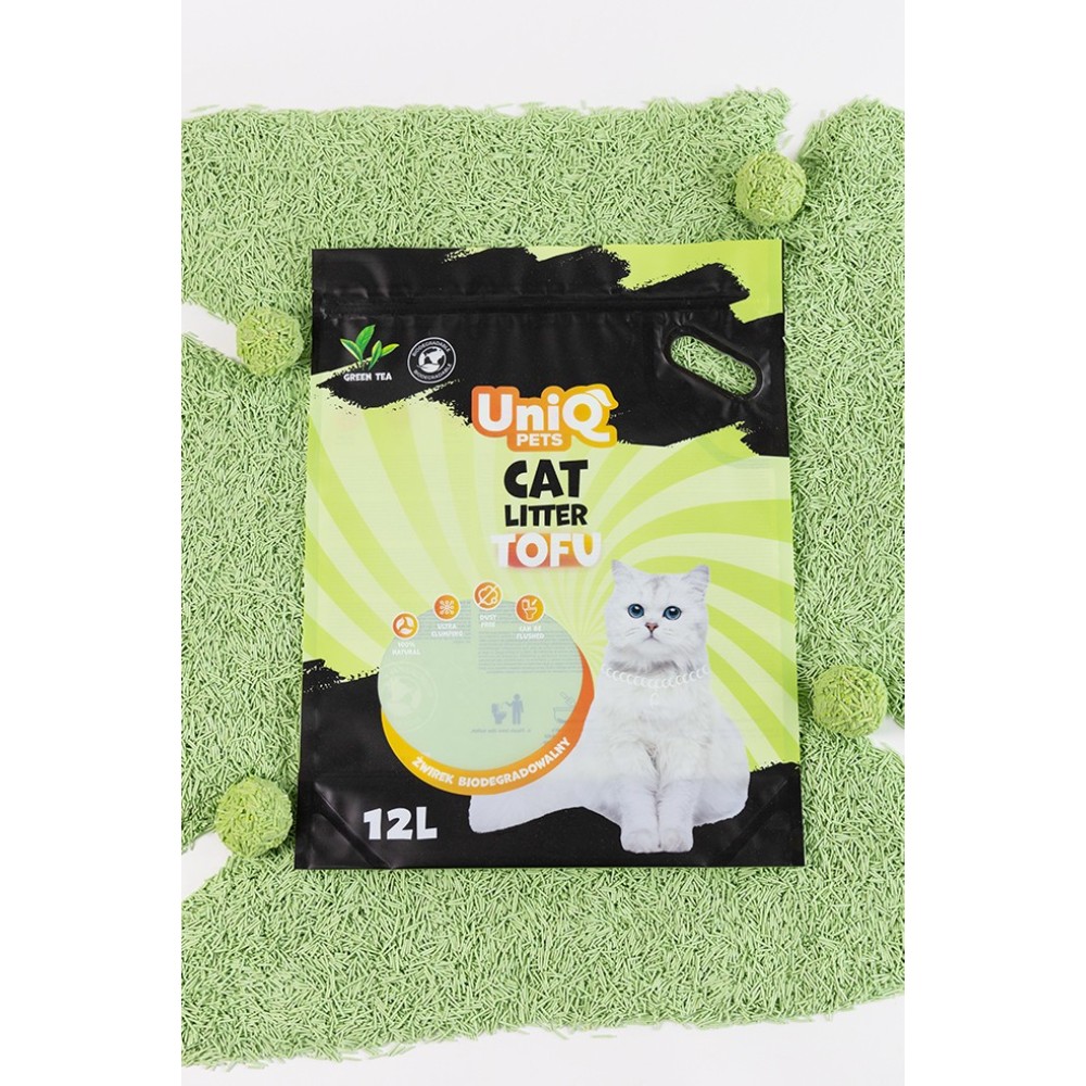 Uniq Βιοδιασπώμενο τόφου 12Lt Άμμος Γάτας GREEN TEA