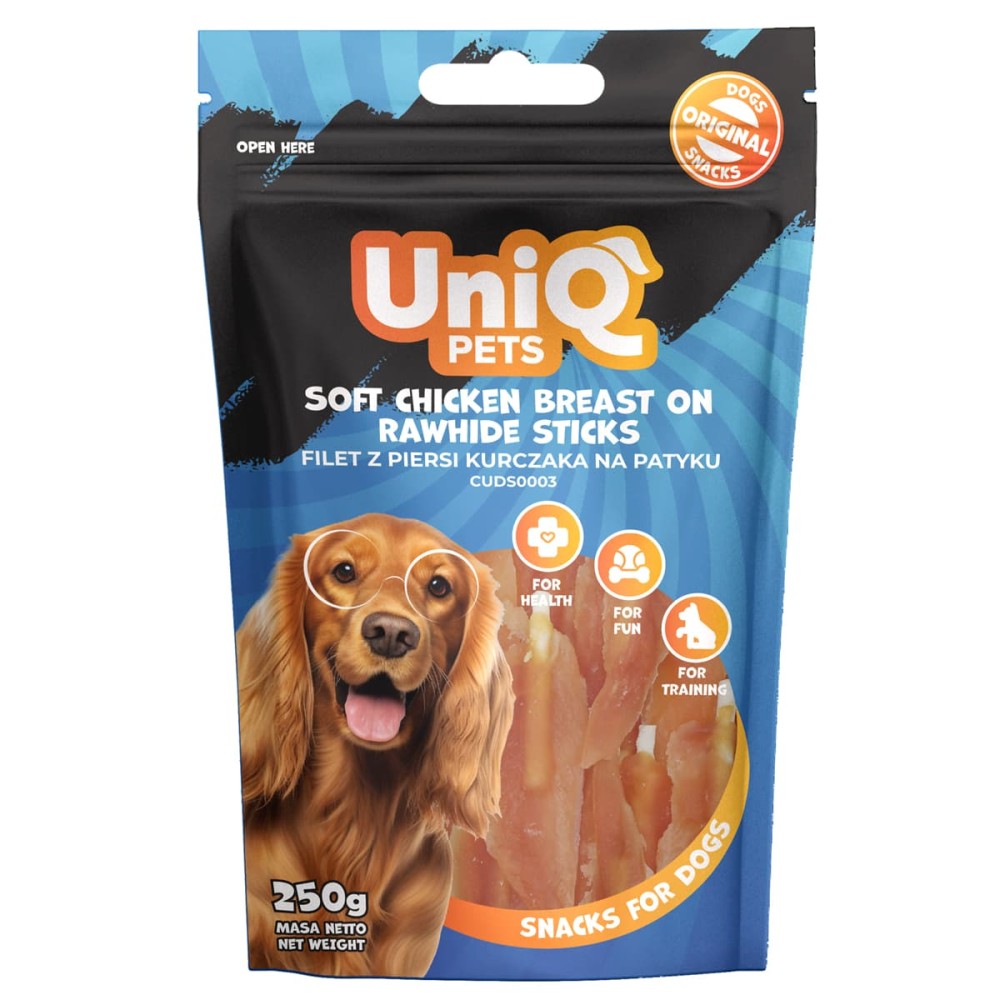 Uniq 250gr Λιχουδιά για Σκύλους Στικς από Δέρμα με Μαλακό Στήθος Κοτόπουλου