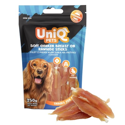 Uniq 250gr Λιχουδιά για Σκύλους Στικς από Δέρμα με Μαλακό Στήθος Κοτόπουλου