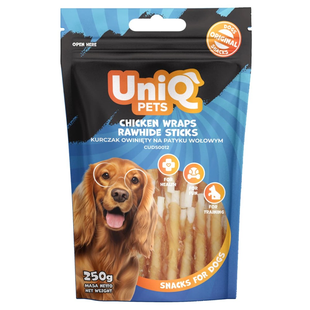 Uniq 250gr Λιχουδιά για Σκύλους Στικς από Δέρμα Κοτόπουλου Τυλιγμένα με Κοτόπουλο