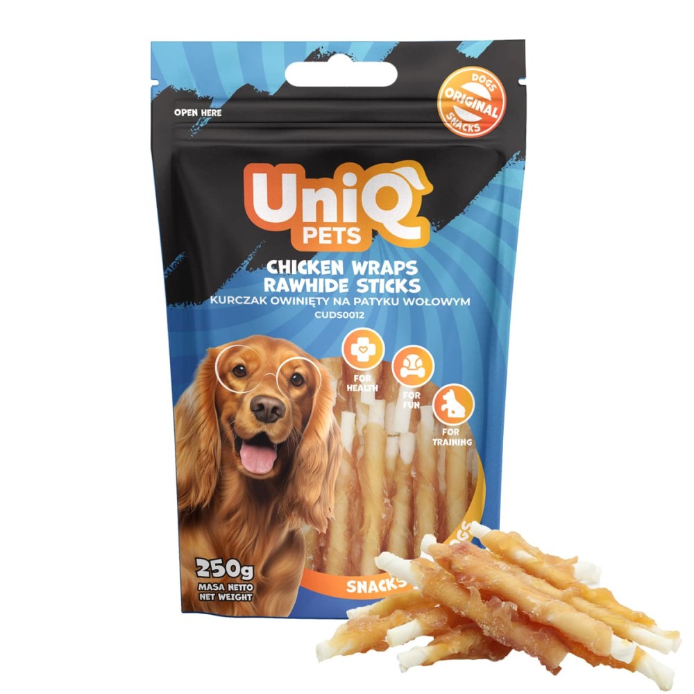 Uniq 250gr Λιχουδιά για Σκύλους Στικς από Δέρμα Κοτόπουλου Τυλιγμένα με Κοτόπουλο