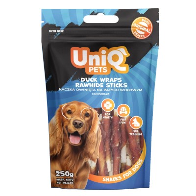 Uniq 250gr Λιχουδιά για Σκύλους Στικς με Δέρμα Τυλιγμένο με Πάπια