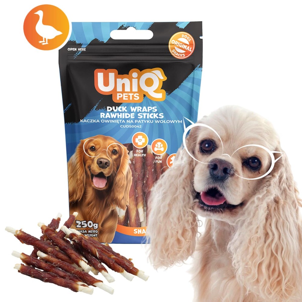 Uniq 250gr Λιχουδιά για Σκύλους Στικς με Δέρμα Τυλιγμένο με Πάπια