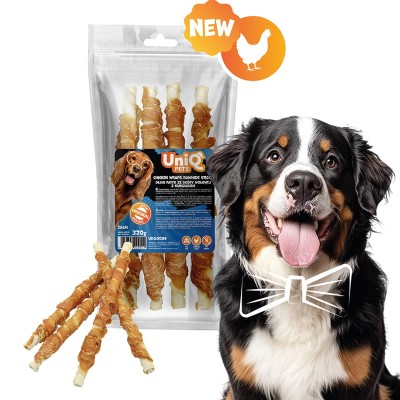 Uniq 320gr Λιχουδιά για Σκύλους Στικς από Δέρμα Τυλιγμένα με Κοτόπουλο 28cm