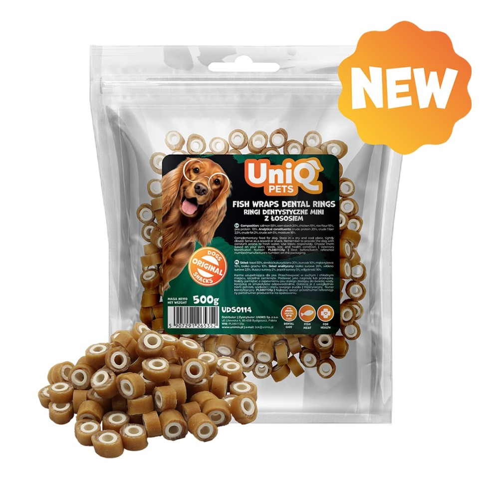 Uniq 500gr Λιχουδιά για Σκύλους Οδοντικά Ρολάκια με Σολομό