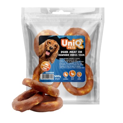 Uniq 500gr Λιχουδιά για Σκύλους Δαχτυλίδια από Δέρμα Τυλιγμένα με Πάπια 12εκ