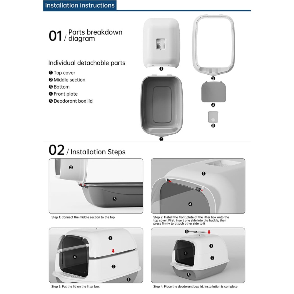 Uniq Τουαλέτα Γάτας Kittycabin Comfort Κλειστή με Φτυαράκι Γκρι