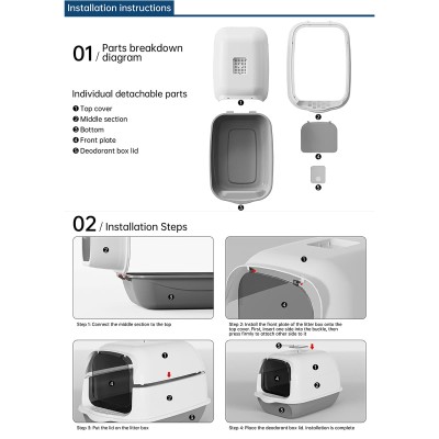 Uniq Τουαλέτα Γάτας Kittycabin Comfort Κλειστή με Φτυαράκι Γκρι