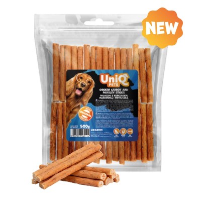 Uniq 500gr Λιχουδιά για Σκύλους Στικς με Κοτόπουλο, Καρότο και Μαϊντανό