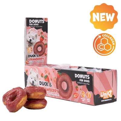 Uniq 50gr Λιχουδιά για Σκύλους Donut Κολλαγόνου με Πάπια και Φράουλα 7εκ. 10τμχ