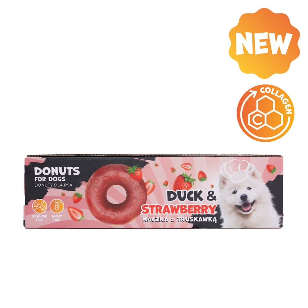 Uniq 50gr Λιχουδιά για Σκύλους Donut Κολλαγόνου με με Πάπια και Φράουλα 7εκ. 10τμχ