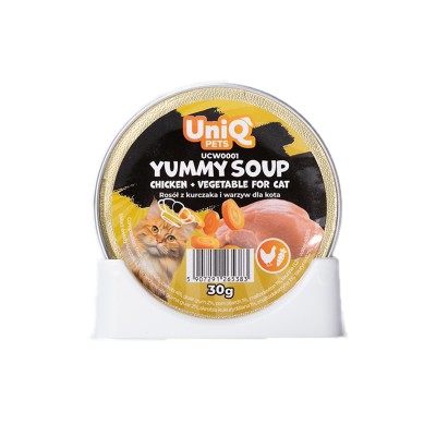 Uniq Yummy Soup 30gr για Γάτες με Κοτόπουλο και Λαχανικά σε Τασάκι 8τμχ